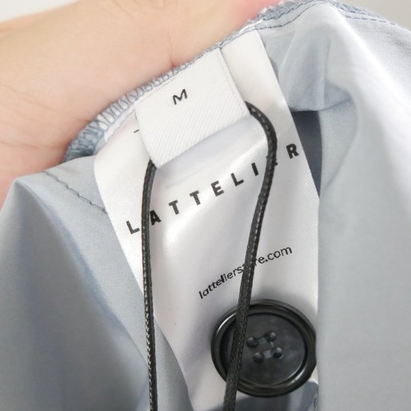 NWT Lattelier Line Drawstring Pant Blue 100% Linen Pants Medium - Picture 3 of 14